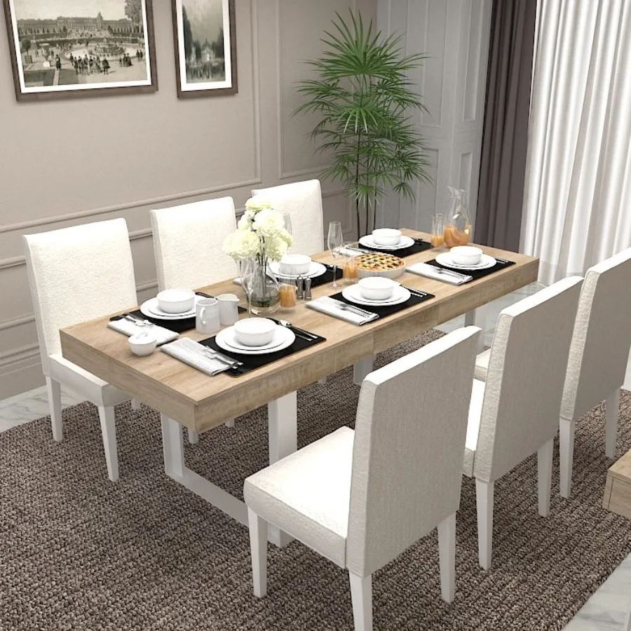

Extendable Dining Room Table for 6 8 10 Modern Farmhouse Wooden Kitchen Expanding Table Long Large Expandable Dining Room Confe