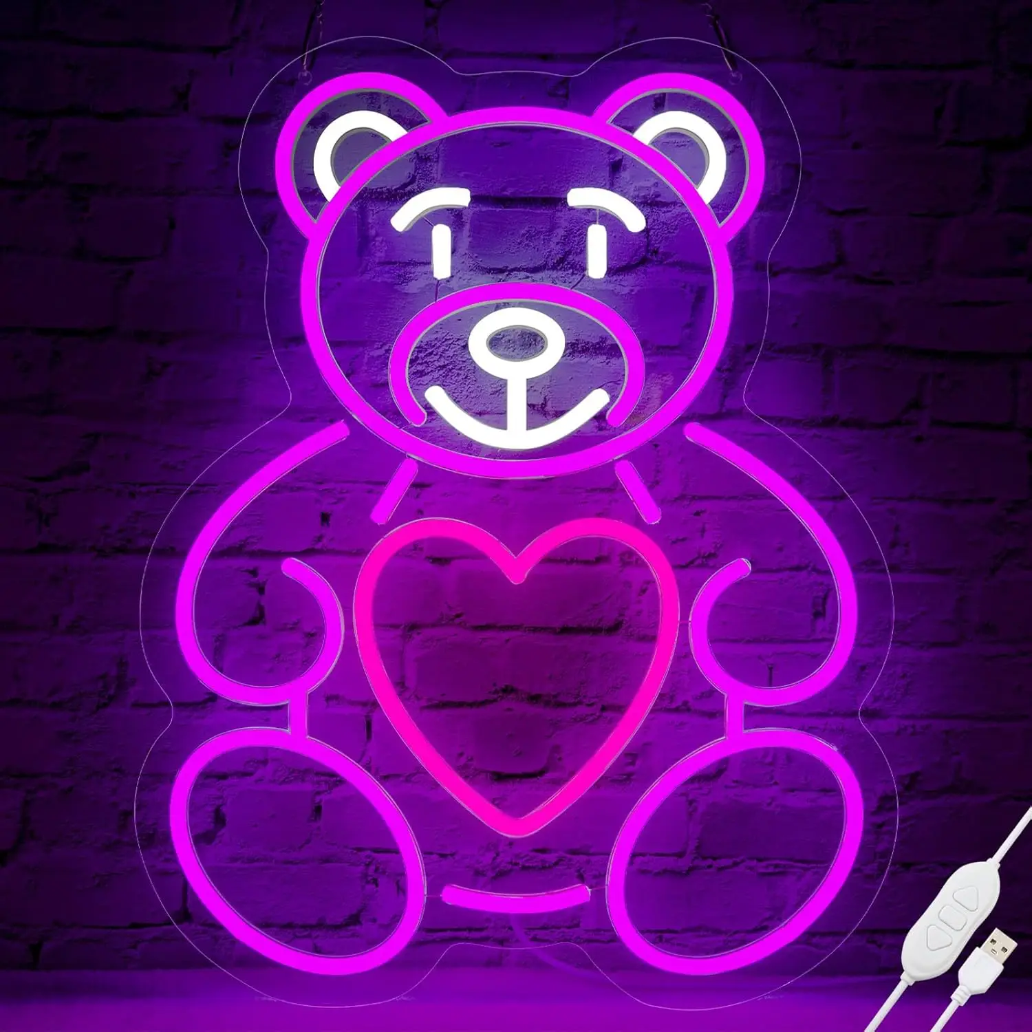 

17x13in Teddy Bear Tail Neon Sign Wall Decor Bright Cute LED Light Lamp Girl Bed Bedroom Birthday Christmas Decor Gift Lover