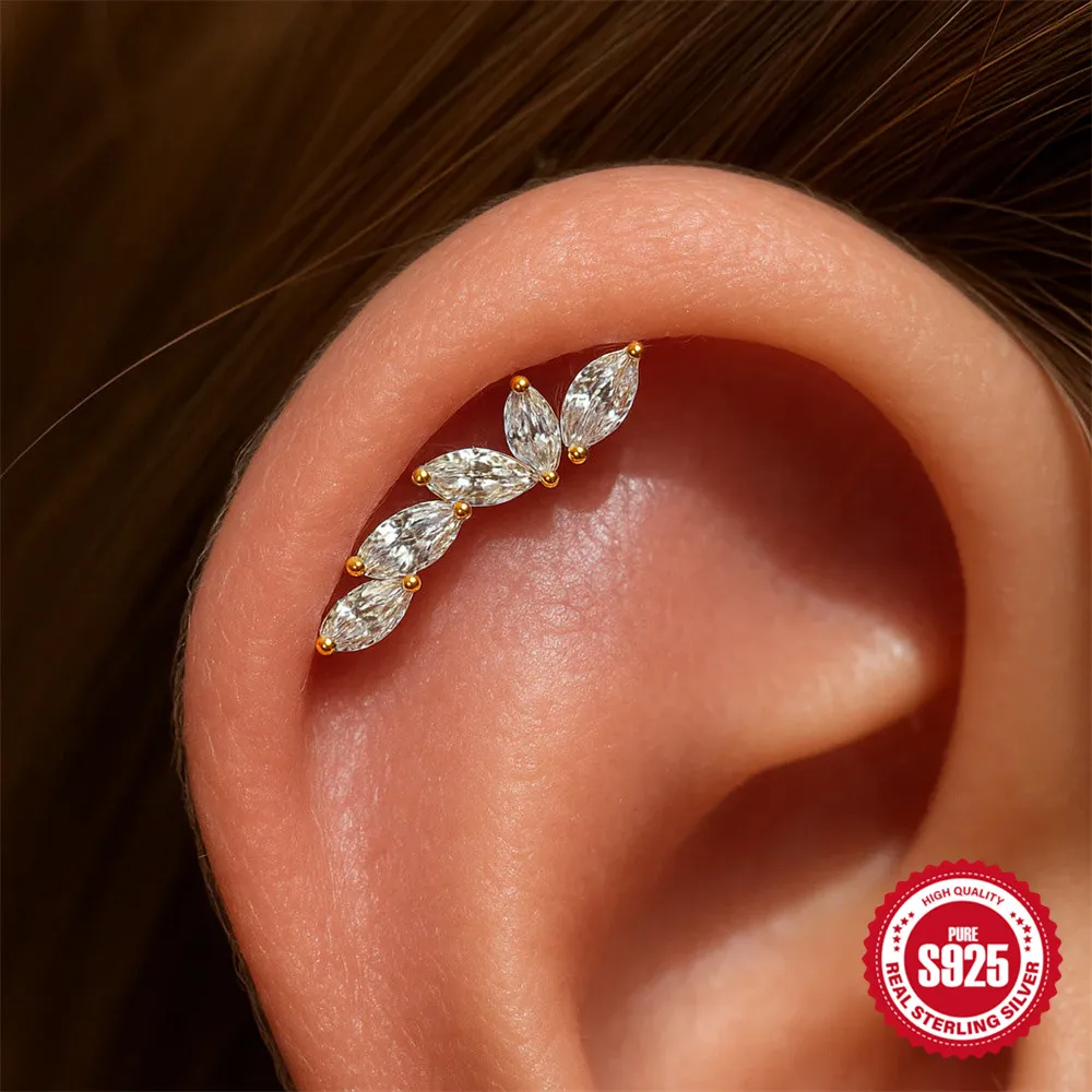 

AIDE стерлингового серебра 925 пробы, блестящие конские глаза, циркониевые серьги для пирсинга для женщин, модные милые маленькие серьги-кольца, ювелирные изделия