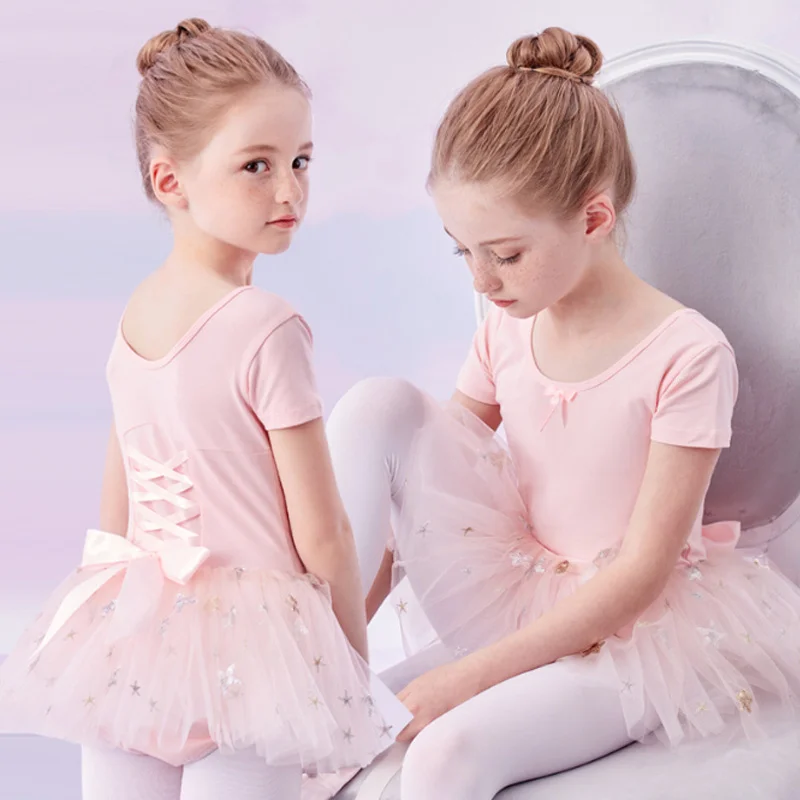 Ballet Tutu Leotards Toddler Girls Short Long Sleeve with Glitter Skirt Dance Ballerina Outfit Ballerina Dress Sparkle Clothes