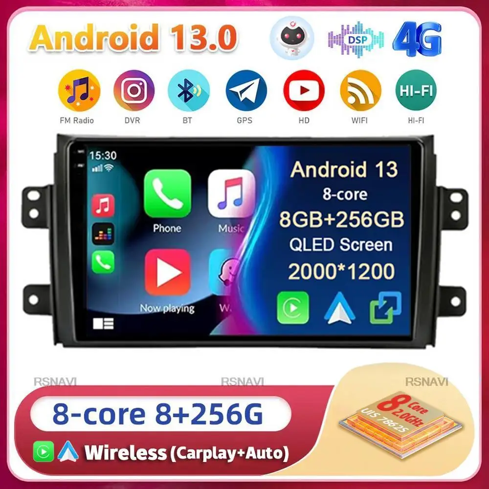 

Android 13 Carplay для Suzuki SX4 2006-2014 Fiat Sedici 2005-2014 Автомагнитола GPS стерео Мультимедийный видеоплеер 2din головное устройство 4G
