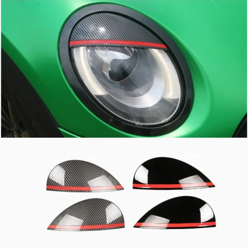 Black/Carbon Fiber Headlights Eyebrows Eyelids Cover Eyelash Head Light Lamp Stickers For MINI Cooper F54 F55 F56 F57 R55 R56