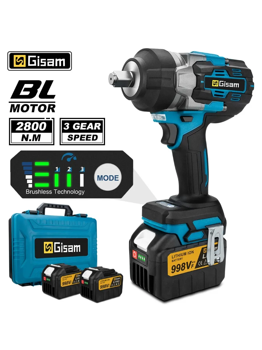 G nto 2800N.M Koppel Borstelloze Elektrische Slagmoersleutel 1/2 inch Schroevendraaier Accusleutel Power Tool Voor Makita 18V Batterij Pin - afbeelding 2