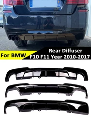 For BMW 5 Series F10 2010-2017 Black M5 Performance Rear Bumper Diffusor Spoiler V Type Competition Diffuser M Sport M Tech