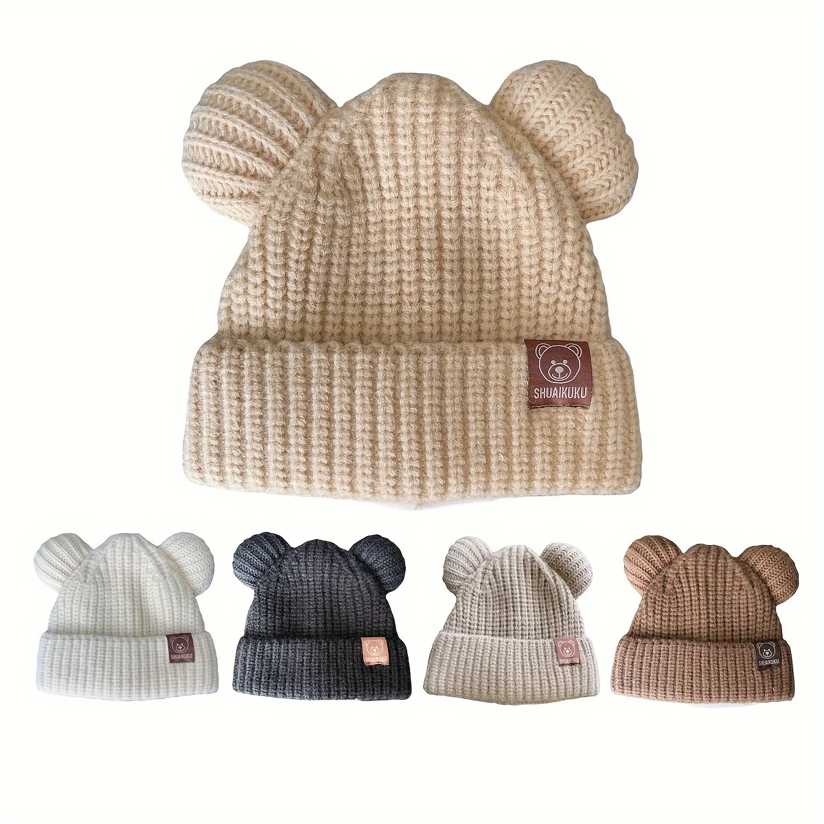 قبعة شتوية للأطفال مع آذان، 80% أكريليك 20% بوليستر قماش محبوك خفيف الوزن مناسب للموضوع الحضري هدية للإغلاق بإبزيم #5