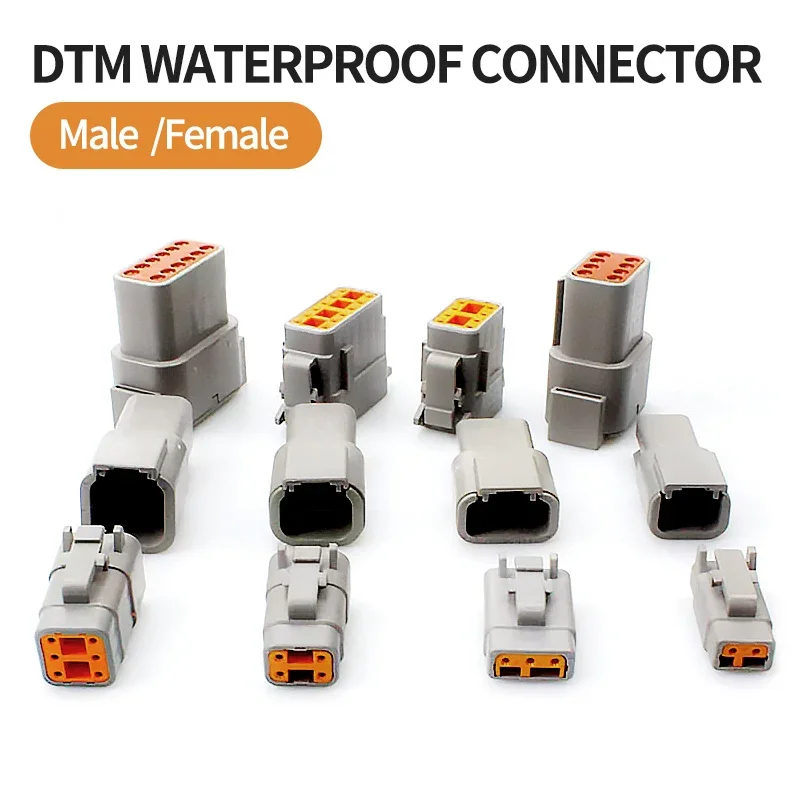 10Sets DTM Automobile Connector Deutsch Type Wiring Matching Terminal Harness Car Connector DTM04-2/3/4/6/8/12 DTM06