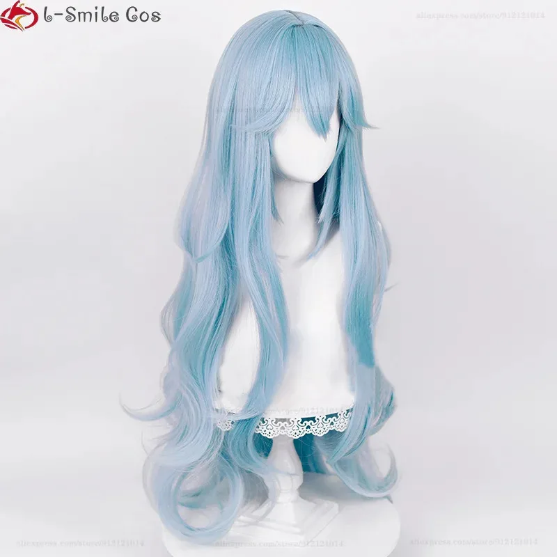 Wig Cosplay Ayanami Rei Anime Berkualitas Tinggi 2025, Panjang 100cm, Warna Biru Cyan Keriting, Tahan Panas, untuk Pesta Halloween + Wig Cap