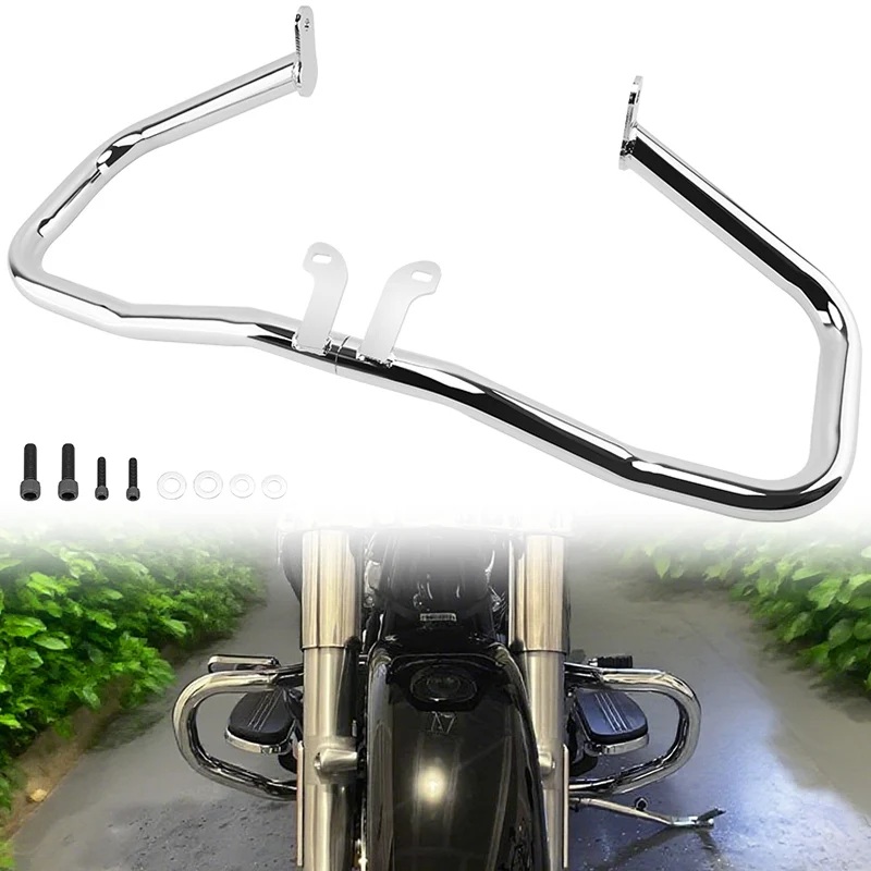 

Chrome Motorcycle Chopped Engine Guard Crash Bar Fit For Harley Road King Street Glide 2014-2024 Highway Bumper Frame Protection