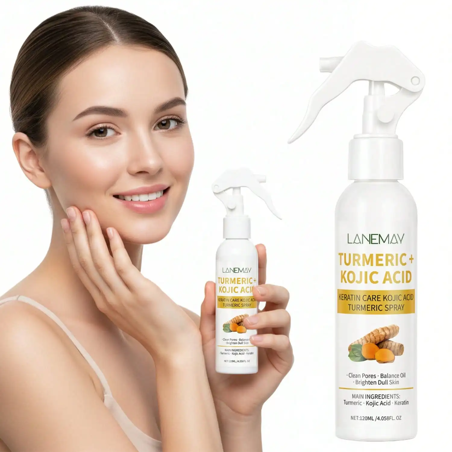 Turmeric & Kojic Acid Face Spray With Keratin To Brighten Dull Skin & Balance Oil For A Clear Complexion, Moisturizing