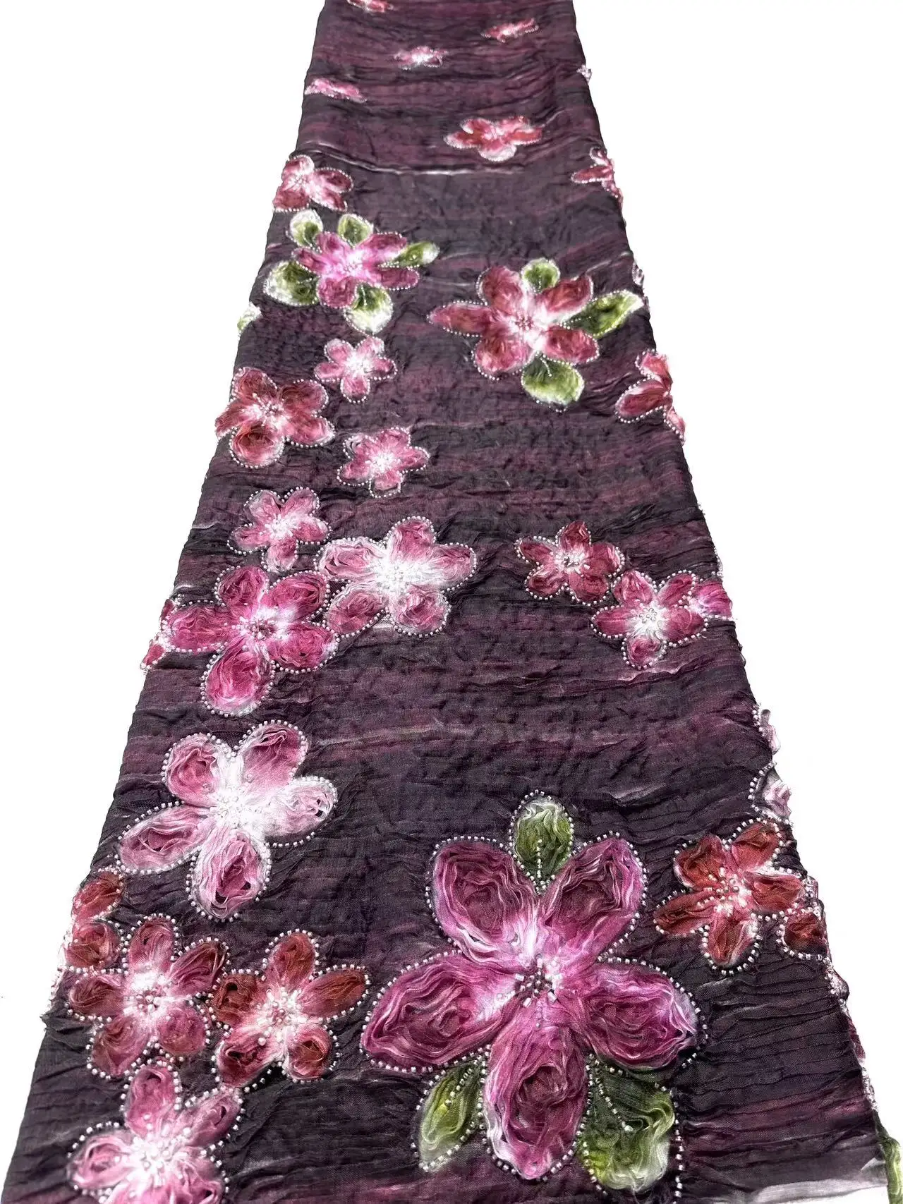 

2026 Nigerian Purple Lace Fabric Heavy Hand Beaded Luxury French Embroidery Beads for Wedding Latest Style Material 5 Yard M45-1