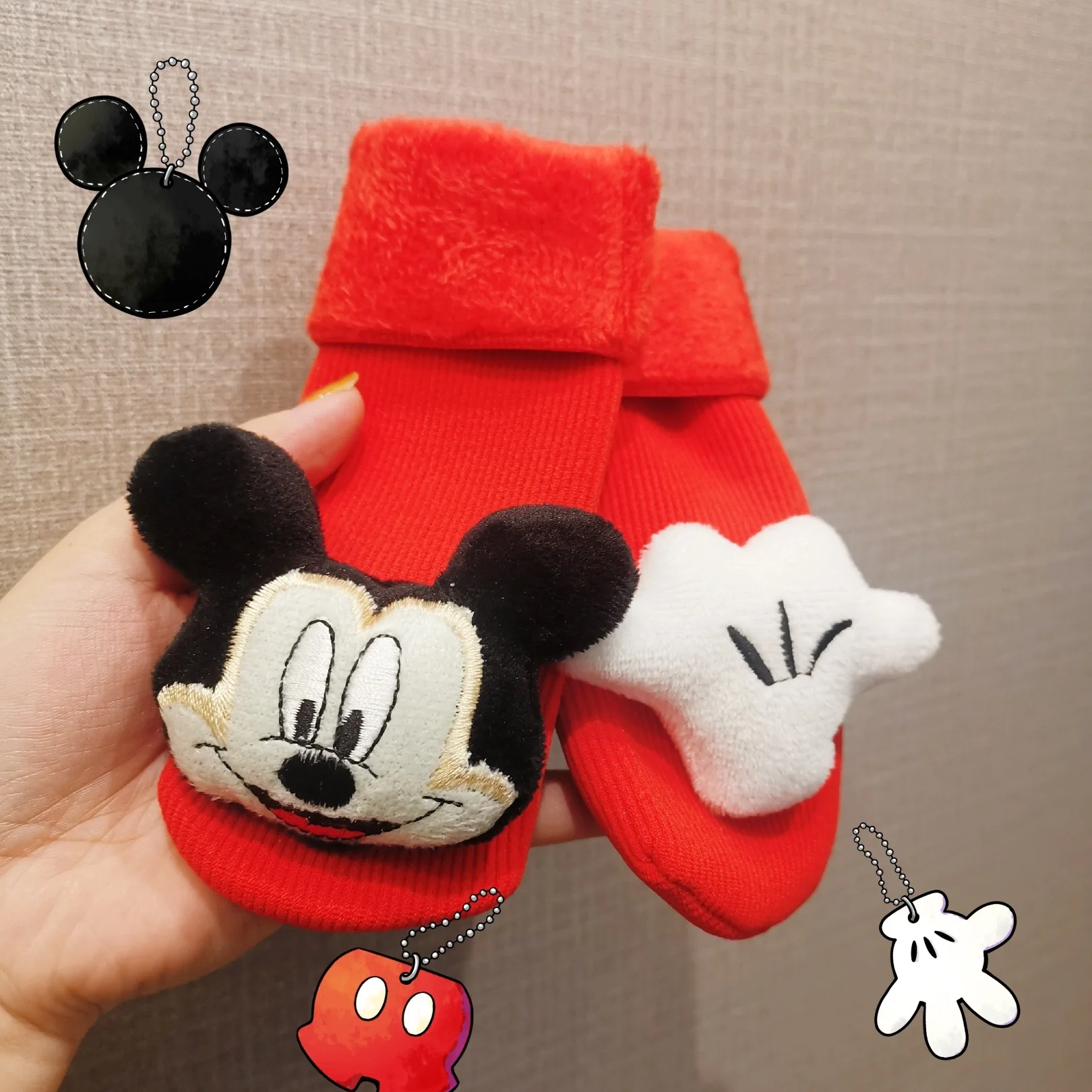 Meias de bebê Mickey Minnie para recém-nascidos, Meia antiderrapante, Sapatos quentes para meninas e meninos infantis, inverno