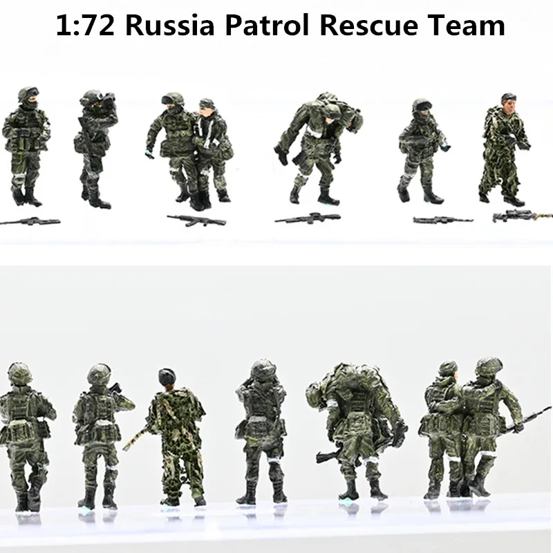 1:72 Scale Model 8 Pcs Russia Patrol Rescue Team 8 Soldiers Action Figure Toys Scene Accessory Dolls Display Collection Gift