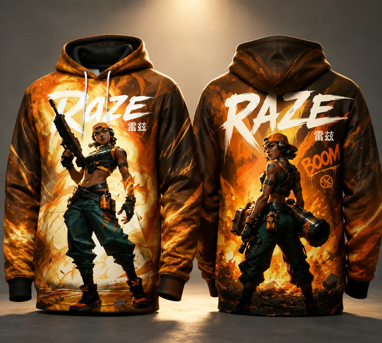 Flame Explosion Warrior Character 3D Full‑Print Hoodie Unisex Loose Long‑Sleeve Pullover Casual Sweatshirt Game Fan Gift Tops