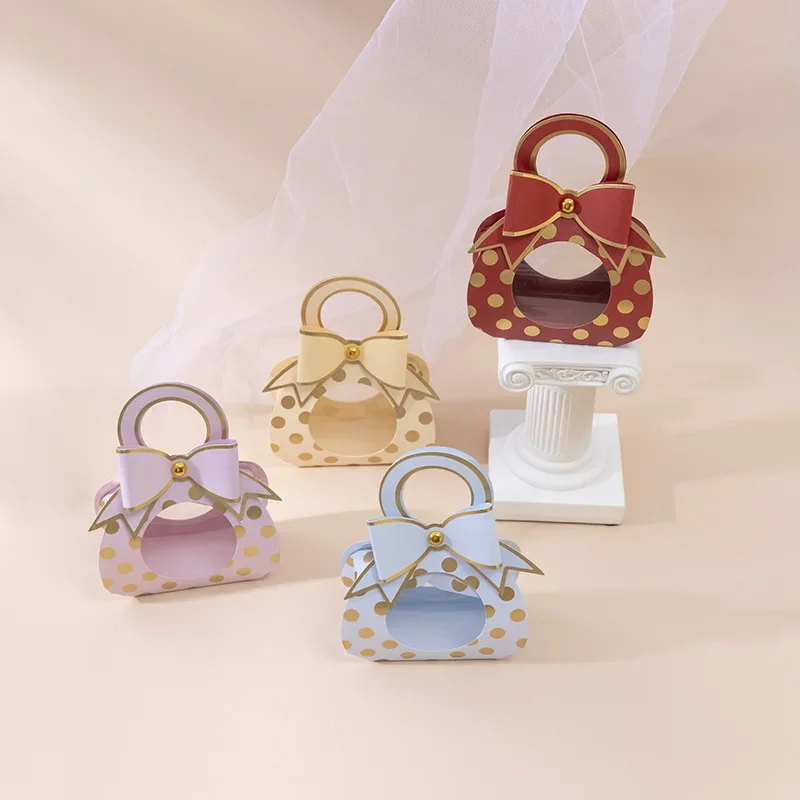 

Wedding Favor Paper Candy Box Handle Boxes With Windows Chocolate Packing Bags Baby Shower Birthday Christmas Party Decoration