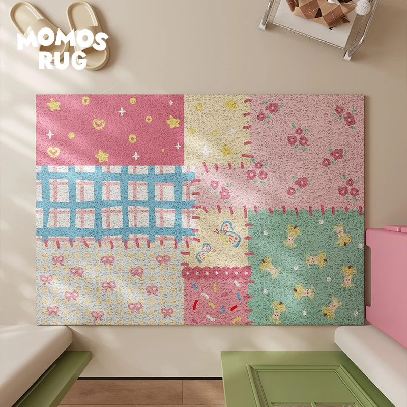 VIKAMA Multi-Coloured Patchwork Entrance Bathroom Absorbent Floor Mat Non-Slip Kitchen Aisle Carpet Home Decoration Summer