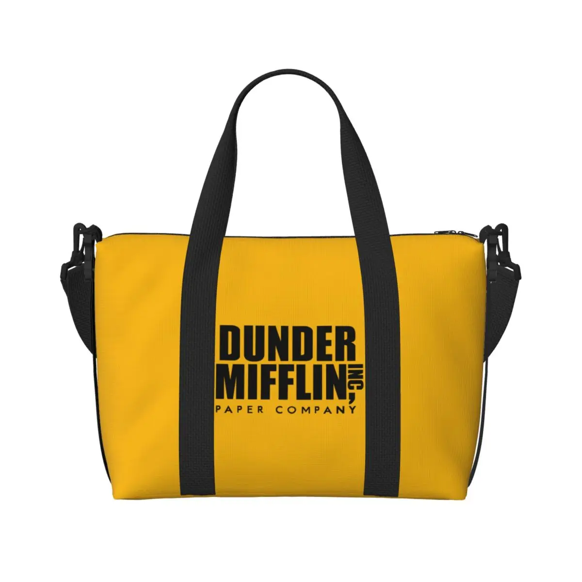 Custom Dunder Mifflin Paper Company Tote Bag Women Large Capacity The Office TV Show Gym Beach Shoulder Travel Bag