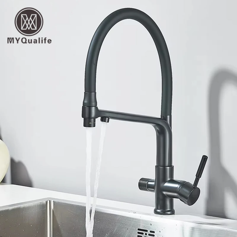 Filter Kitchen Faucet Stream/Shower Mode Water Outlet 360 Rotate Deck Mount Tap Drinking Water Flexible Sprayer Crane