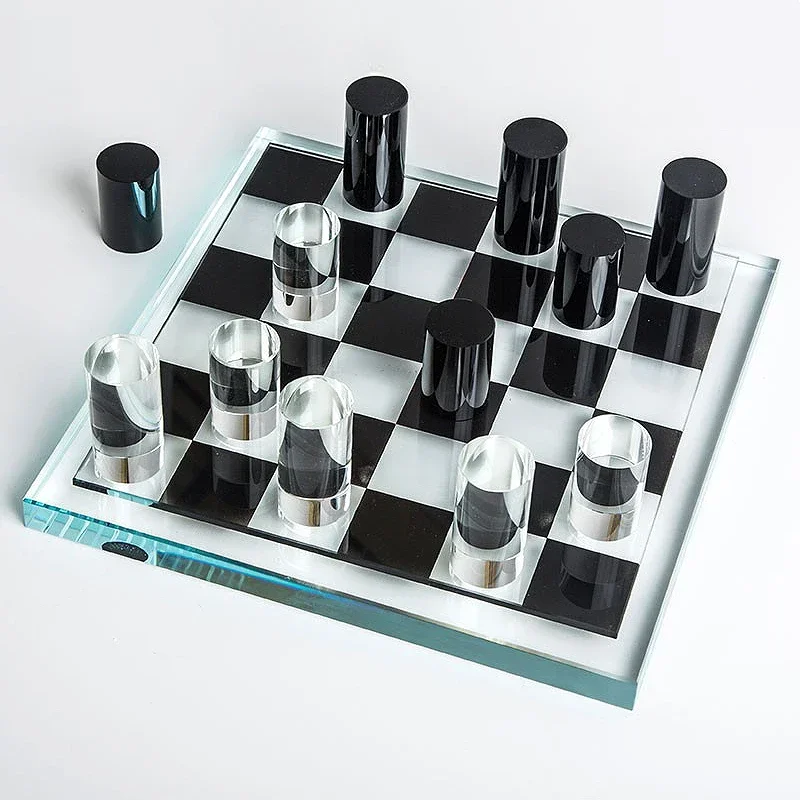 Juego de Ajedrez Profesional con Piezas de Cristal para Torneos, Tablero de Backgammon para Camping, Juego de Mesa, Rompecabezas