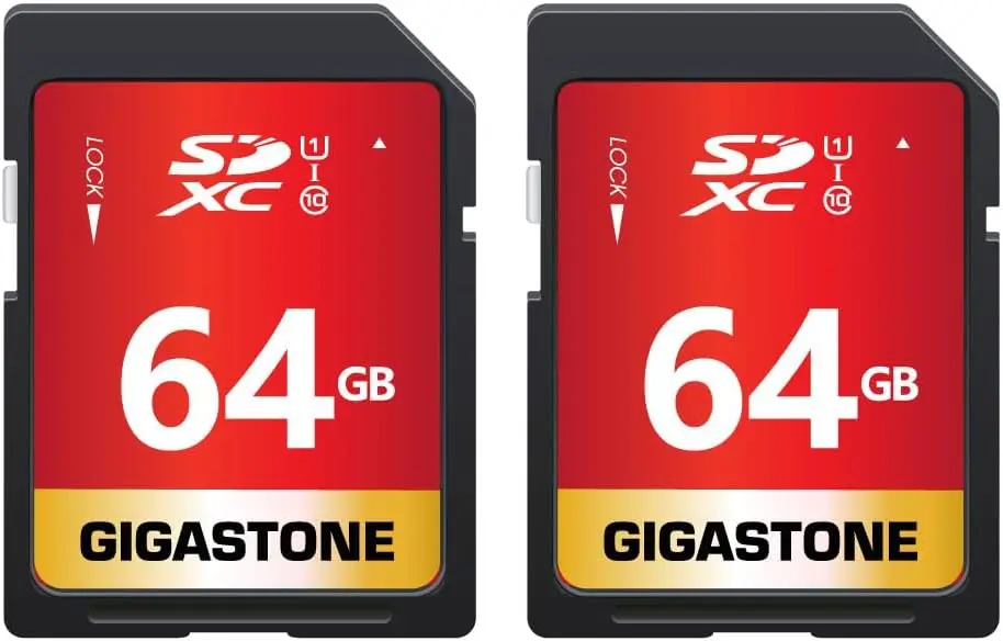 

64GB SD Card 2-Pack UHS-I U1 Class 10 SDXC High Speed Memory Card for Camera with 2 Mini Cases