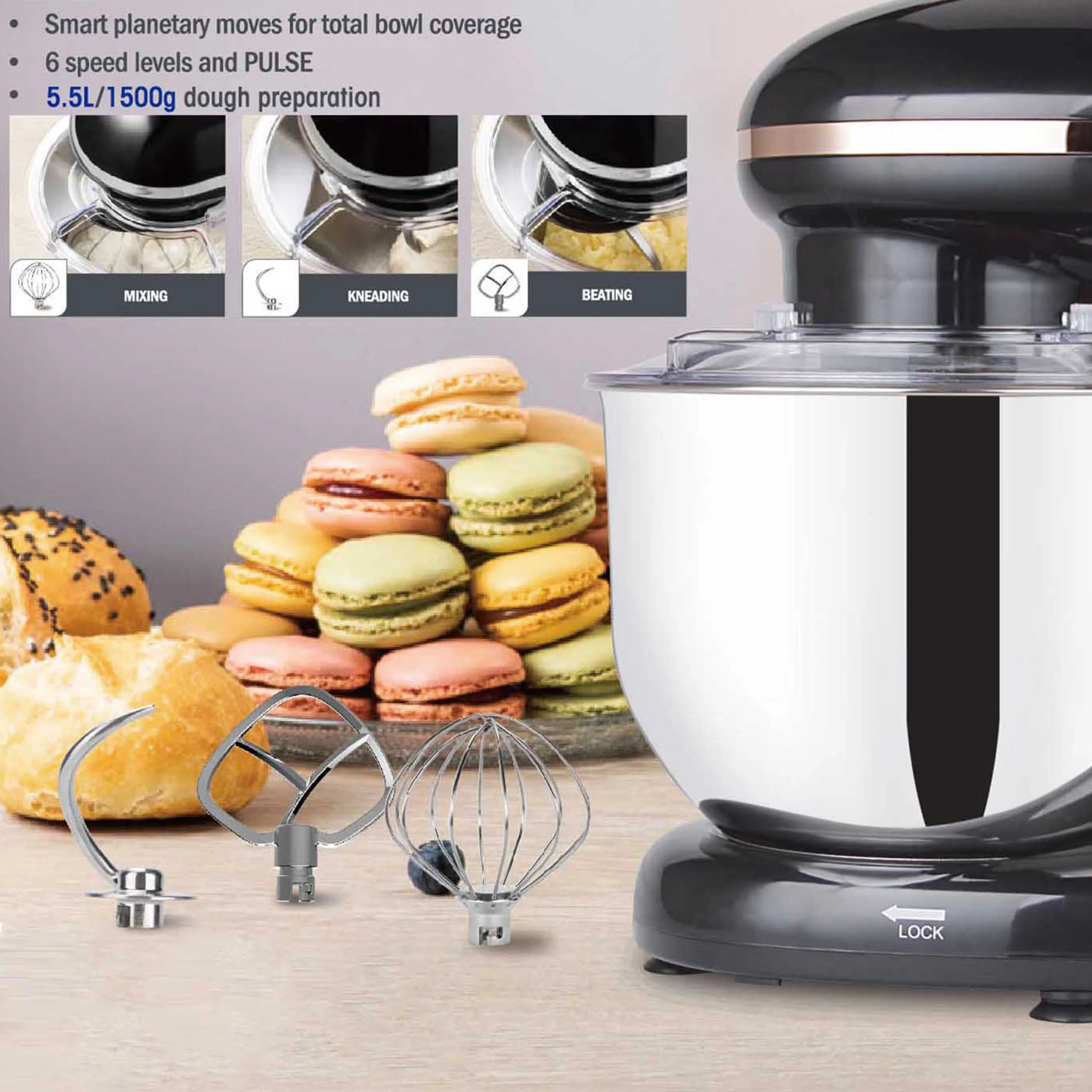 Stand Mixer Professional Kitchen Aid Food Blender Cream Whisk Cake Dough Mixers With Bowl Metal Gear Chef Machine Charm Sonifer