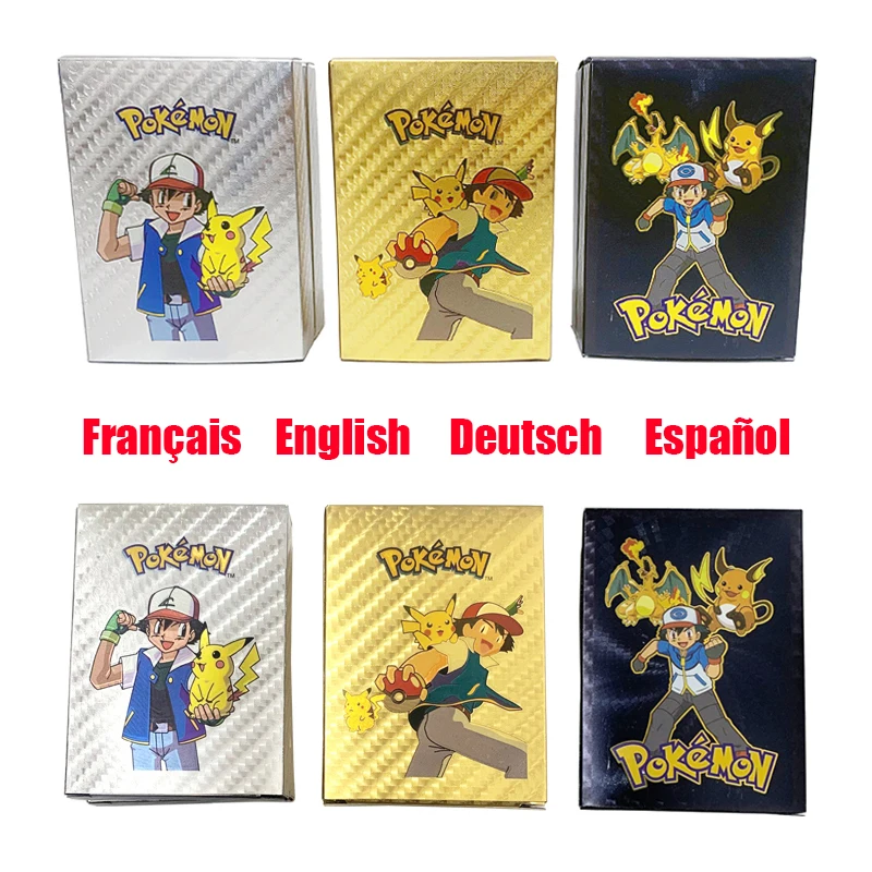 Pokémon Cards Pokemon Francaise Gold Cards Spanish English German Foil Gold Silve Cards Metalicas Charizard Vmax Gx Game Card