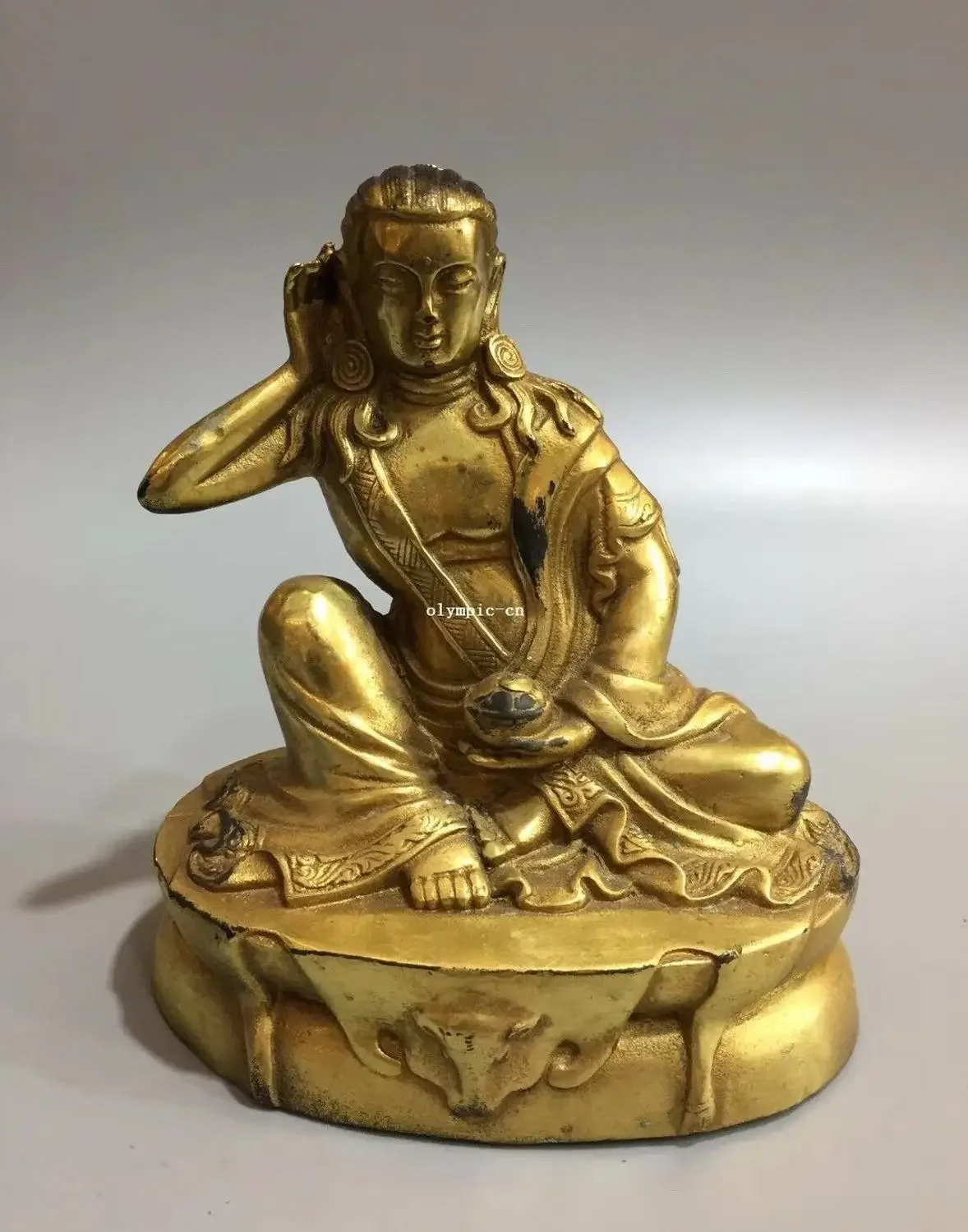 6'' bronze copper gold tibet buddhism Kagyu founder Milarepa buddha