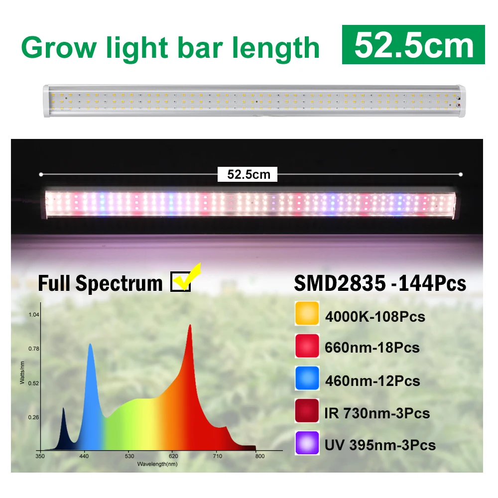 SunLight Tube LED Plant Grow Light Full Spectrum Hydroponic Vegetable Fill Light Greenhouse Greenhouse Cultivation Light