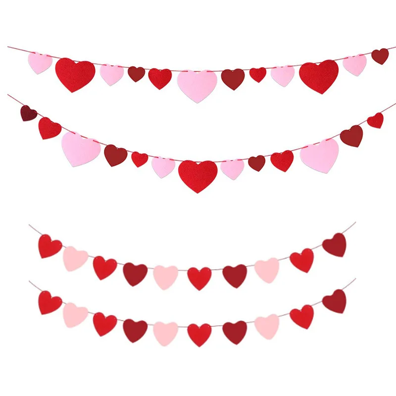 

Valentine's Day Felt Love Party Flag Pulling Love String Birthday Party Wedding Room Decoration Arranging Decorative Ribbons