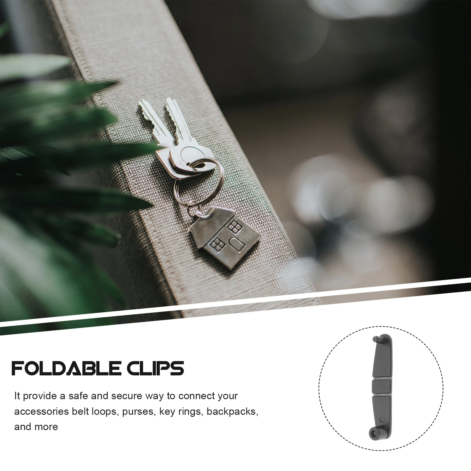 

100pcs Plastic Keychain Clips Transparent Acrylic Connectors Folding Snap Tabs for Belt Purse Backpack Keyrings Cards