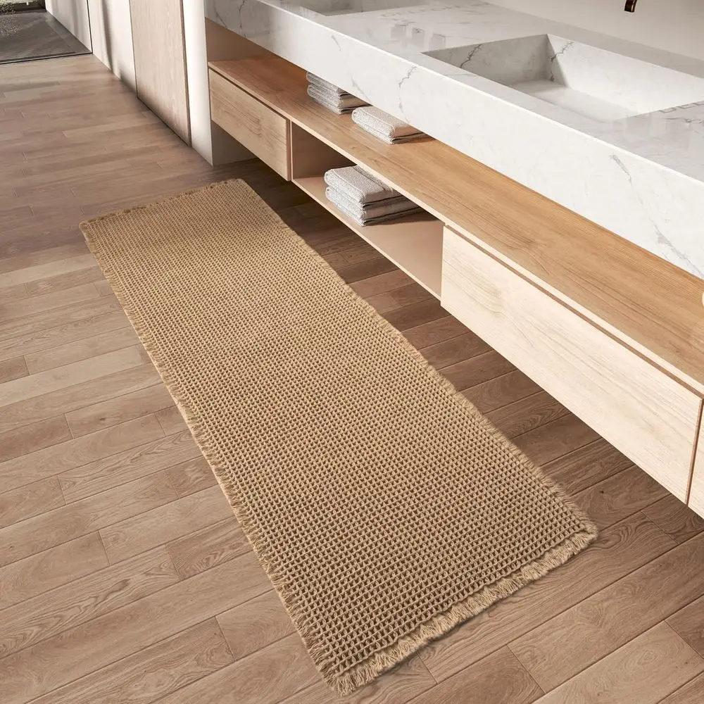 

Enhanced Absorbent Non-Slip Bath Mat, Washable Rug with Tassels, Perfect for Hallway, Bedroom, Laundry Room, Brown, 24x72