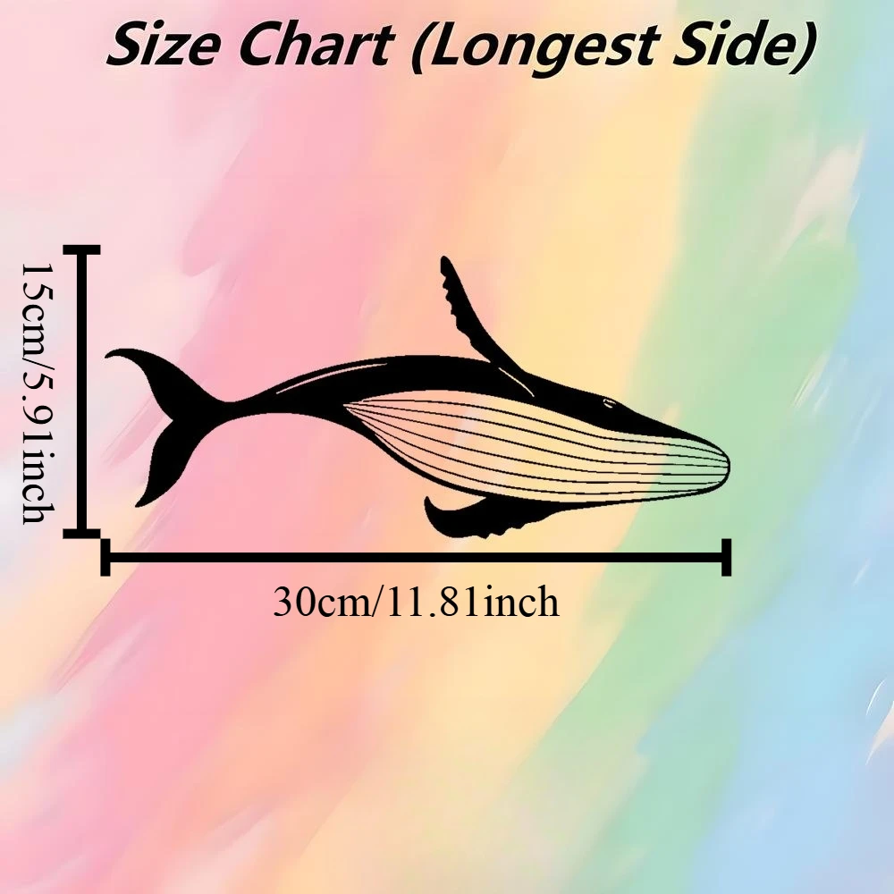 CIFBUY Iron Whale Wall Art Laser Cut Forged Metal Ocean Theme Decor Elegant Nautical Style For Bedroom Office Room Decoration