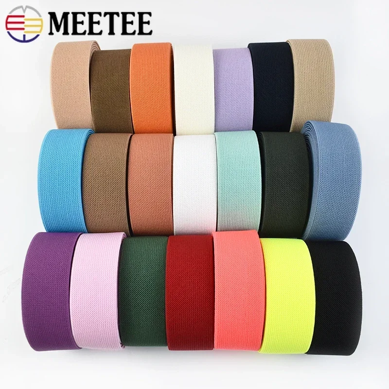 

Meetee 2/4M 25-40mm Elastic Band Color Rubber Stretch Webbing Strap for Waistband Bra Backpack Sewing DIY Garment Accessories