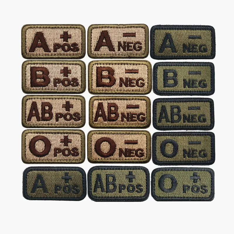 Tactical Blood Type Badge Embroidered Magic Sticker A B AB O Size 5*2.5CM military acessories embroidery patches for clothes hat