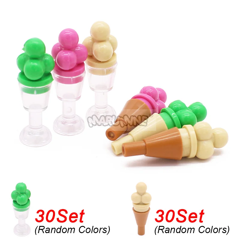 Marumine MOC Parts Ice Cream Scoops 50PCS Compatible 6254 Mini Foods Bricks Accessories DIY Building Blocks Assmble Particle