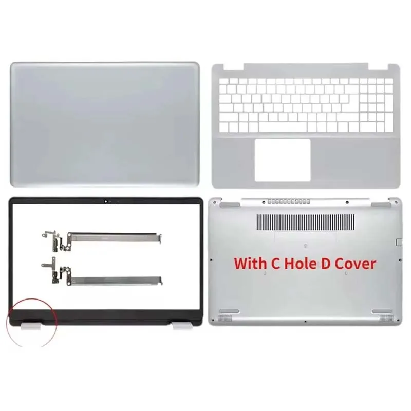

New For Inspiron 15 5584 P85F LCD Back Cover 0GYCJR Front Bezel 0J0MYJ Hinges Palmrest 0DFX5J Bottom Case 02T6HN 15.6" Silver