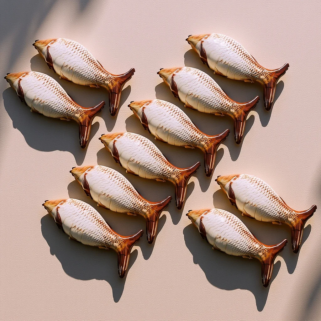 

6Pcs Fish Shaped Aluminum Foil Balloons Charming Carp Design Ocean Animal Birthday Fishing Balloon