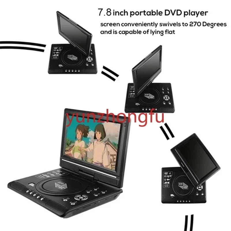 مشغل محمول مع تلفزيون FM و USB ، وظيفة الألعاب ، قابس الاتحاد الأوروبي ، المنزل ، السيارة ، DVD ، HD ، VCD ، CD ، MP3 ، EVD ، التجزئة ، 7.8"