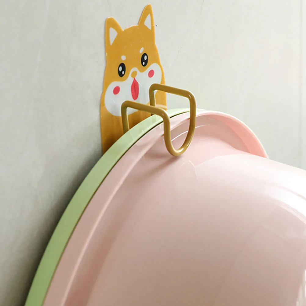 

2 pcs Wall Mounted Washbasin Hooks Adhesive Cartoon Animal Design Decorative Wall Hooks For Hanging Towels Clothes Hats Scarves