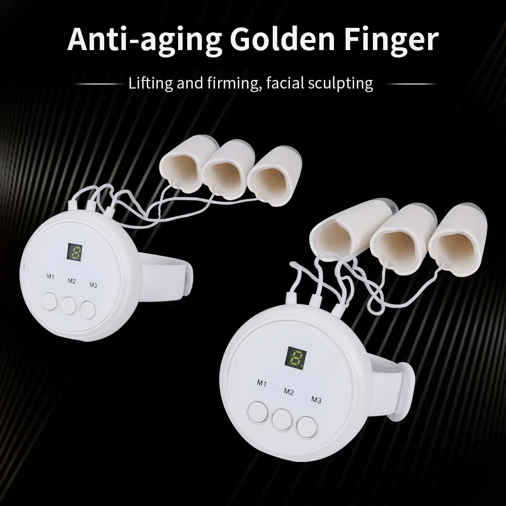 ปลอกนิ้ว E-3 สำหรับรวบรวมพลังงาน ลดเลือนริ้วรอยบนใบหน้าและลำคอ อุปกรณ์พกพา ไมโครเคอร์เรนท์ EMS ทองคำ ช่วยลดเลือนริ้วรอยแห่งวัย