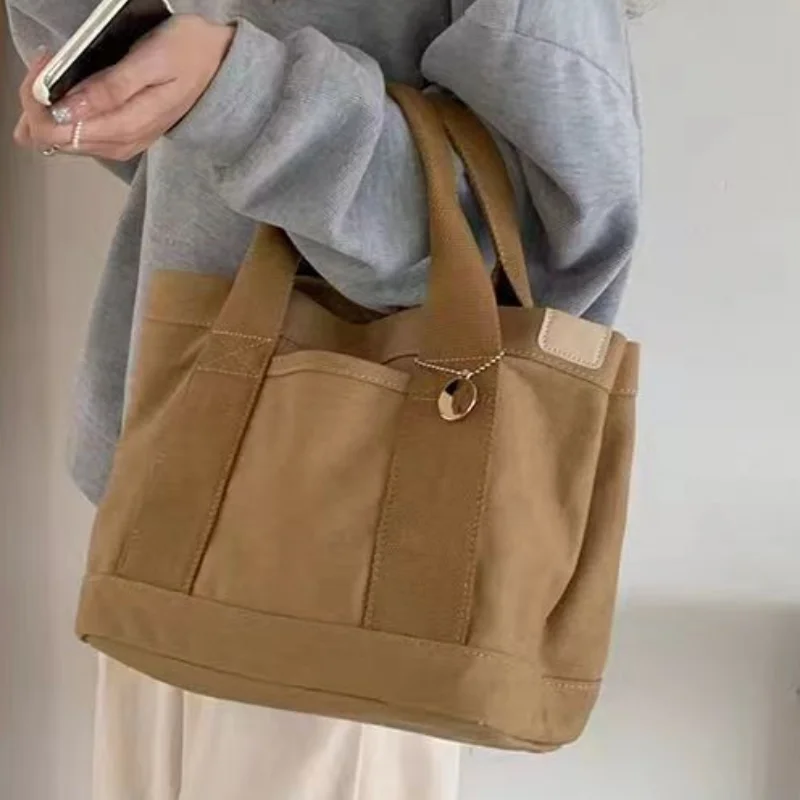 Canvas Small Bag Vintage Women Handbags Small Ladies Shoulder Bag Female Portable Mobile Phone Bucket Tote Hand Bag Purses