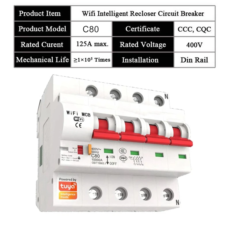 1 Piece Smart Circuit Breaker Automatic Switch Overload Short Circuit Protection (3P)