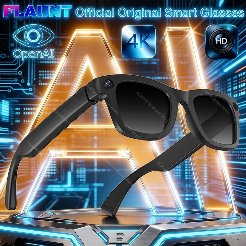 2026 New AI Smart Glasses 8MP 4K HD Camera OpenAI Identify Objects ChatGPT Bluetooth Audio & Calling 64GB Electronics AI Glasses