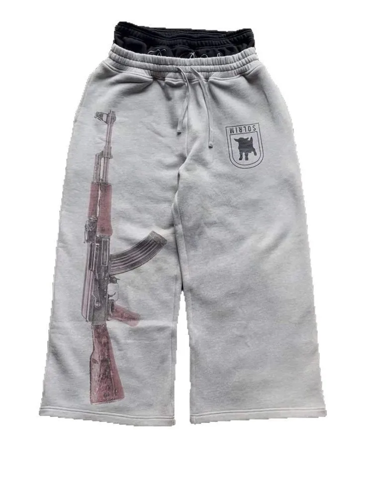 

American Retro Y2K Hip Hop Casual Pants Double Waist Street Sle Couple Sweatpants Sports Long Trousers Straight Leg Jeans