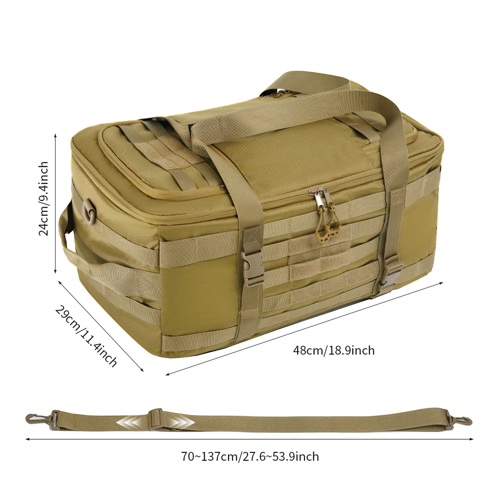 30L Men's 3-in-1 Gym Bag: MOLLE System, Adjustable Strap, Multi-Pocket (Backpack & Duffel)