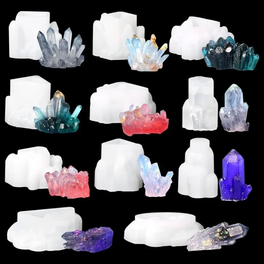 DIY Crystal Epoxy Resin Mold Crystal Cluster Stone Ornaments Frosted Decorative Silicone Mold