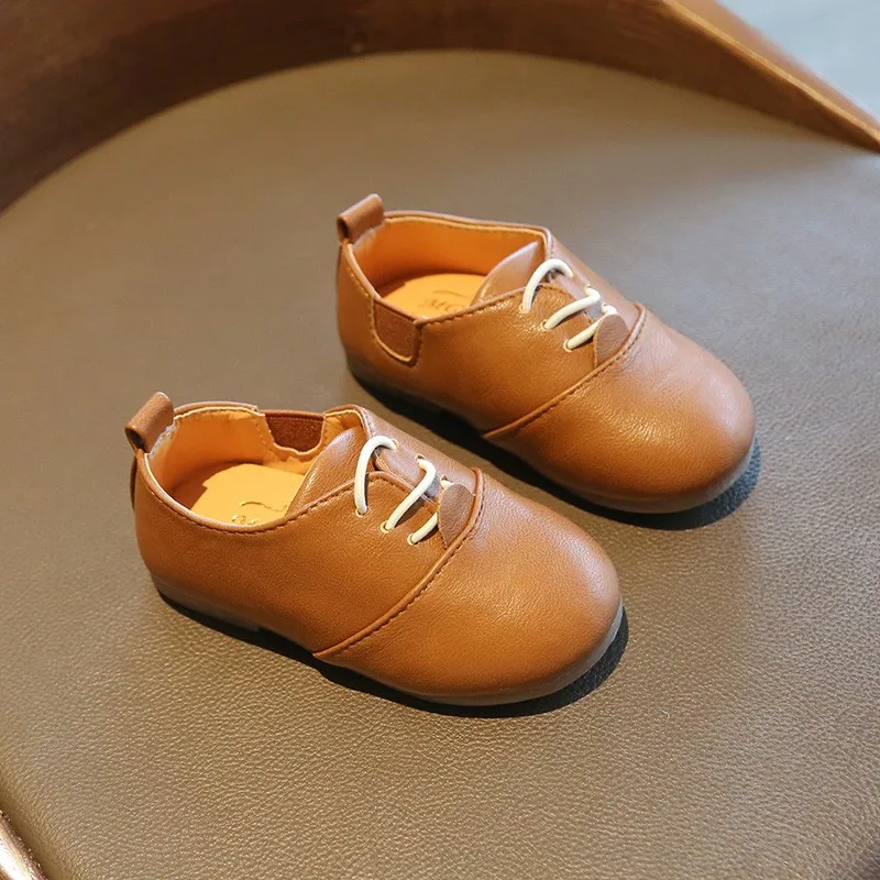 حذاء جلد كاجوال للأطفال ، أبيض ، أسفل ناعم ، أسود ، بني ، أطفال ، انزلاقون ، فستان ، بنات ، أولاد #5