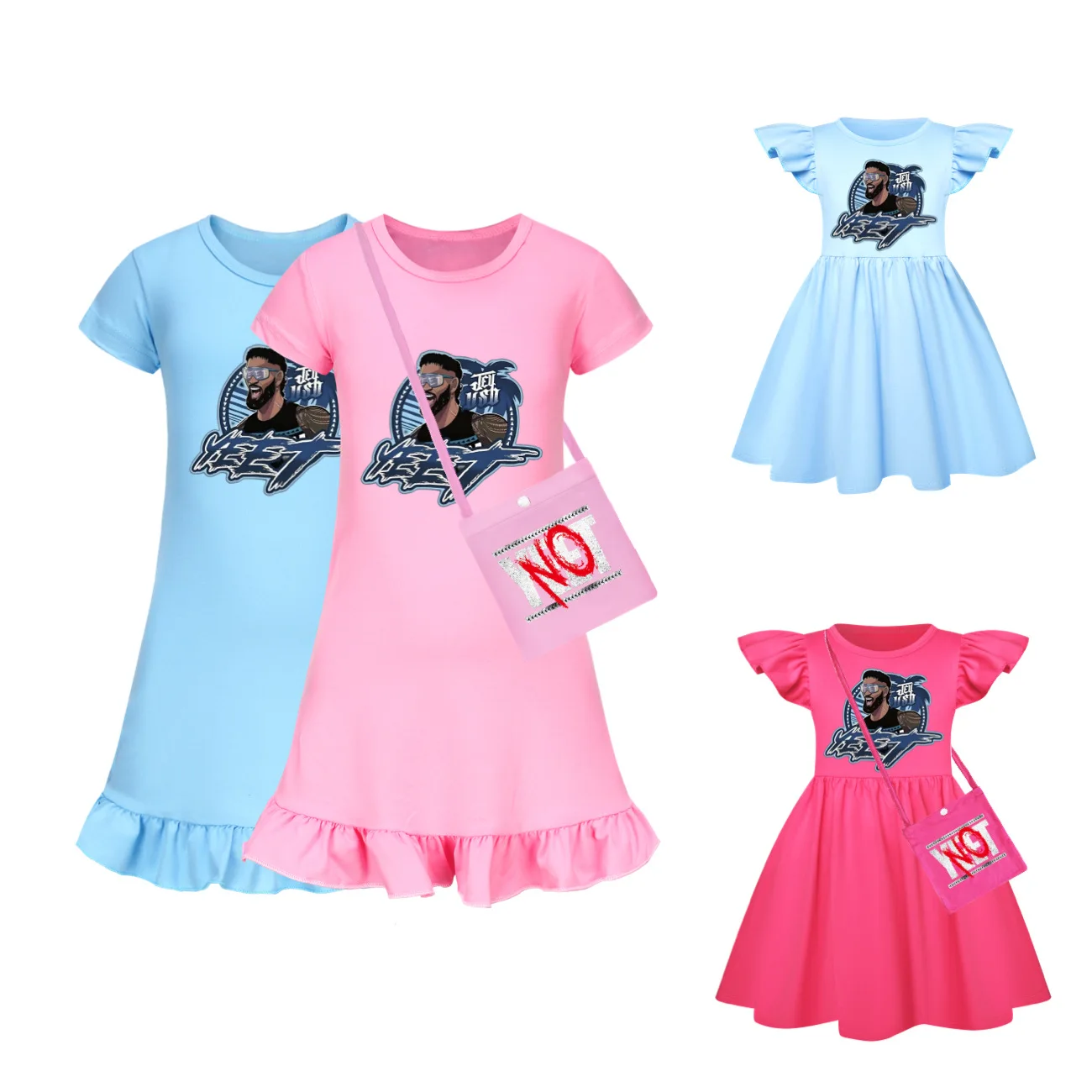

New Girls Sleepwear Children Clothing YEET Dress Fashion Short Sleeve Baby Girls Dress Fans Gift pajamas4822