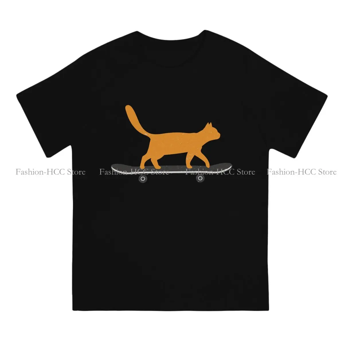 The Skateboard Cat Newest Polyester TShirts Skateboard Male Harajuku Tops T Shirt Round Neck