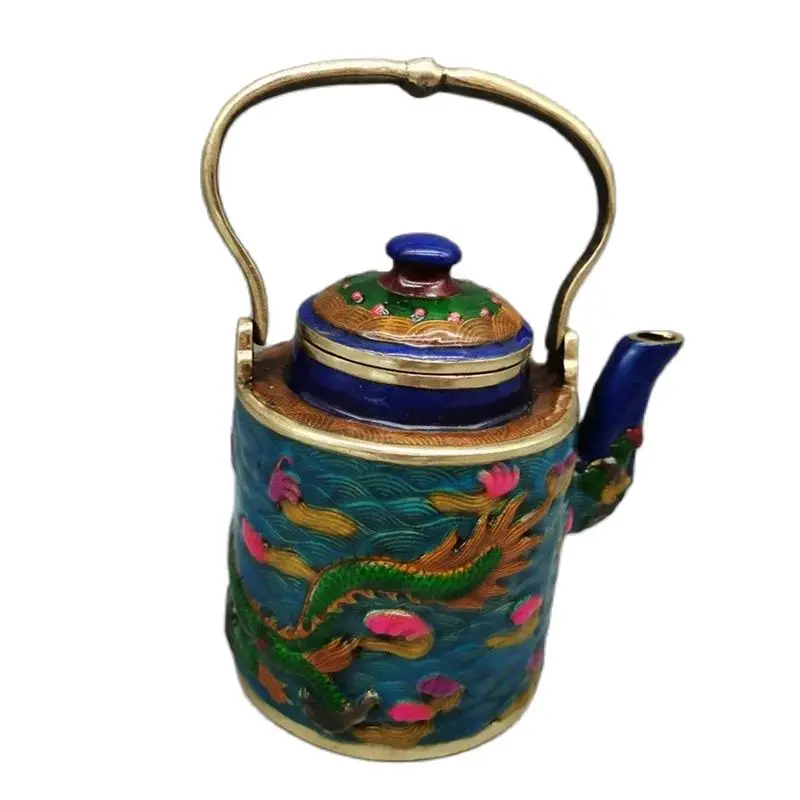 Pure Copper Dragon Playing Pearl TeaPot, Old Collection, Chinese Treasure