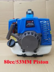 Taladro de tierra de 2 tiempos, desbrozadora, Motor de Scooter Goped, pistón de cilindro de 53mm, Motor RC, Color azul, arranque fácil, 80cc, 1E53F